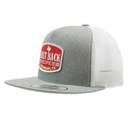 Fast Back Heather Grey and White Team Roper Patch Meshback Cap