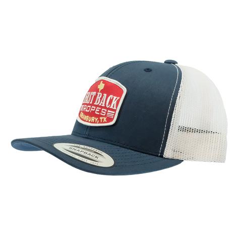 Fast Back Navy and White Team Roper Patch Meshback Cap