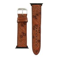Nocona Leather Tooled Apple Watch Tan Band