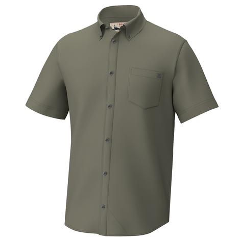 Huk Kona Solid Moss Short Sleeve Men's Shirt 