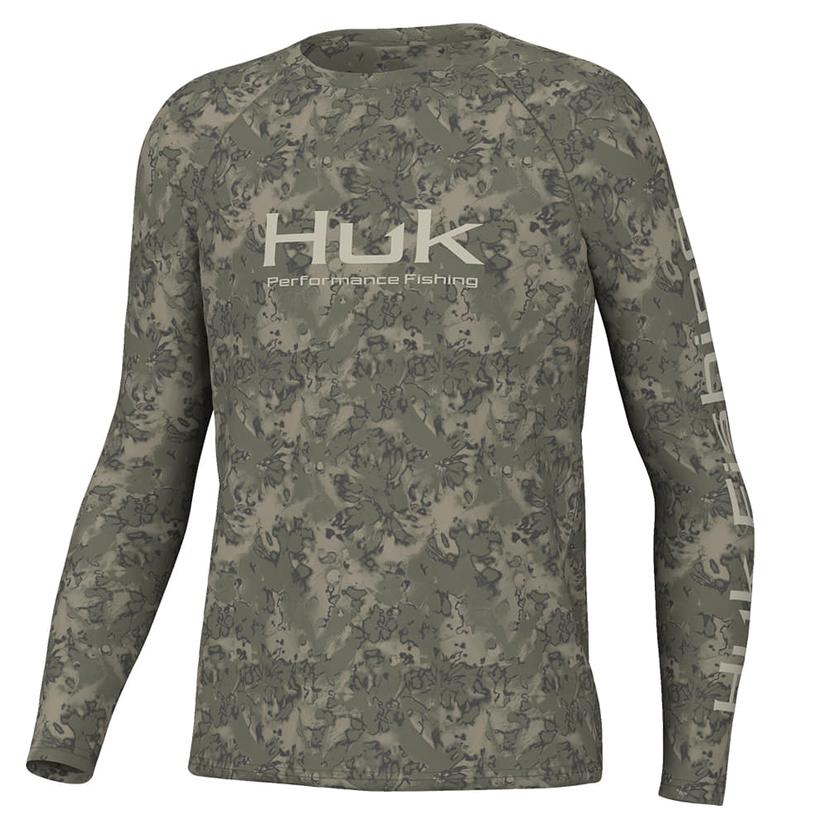  Huk Pursuit Fin Flats Long Sleeve Moss Boy's Shirt