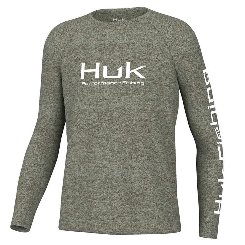  Huk Pursuit Long Sleeve Heather Moss Boys Shirt
