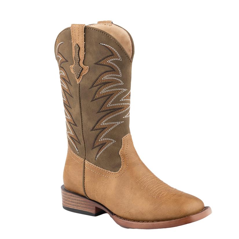  Roper Square Toe Clint Tan And Brown Boys Boots