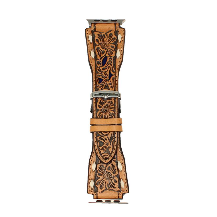  Nocona Tan Leather Tooled Apple Watch Band