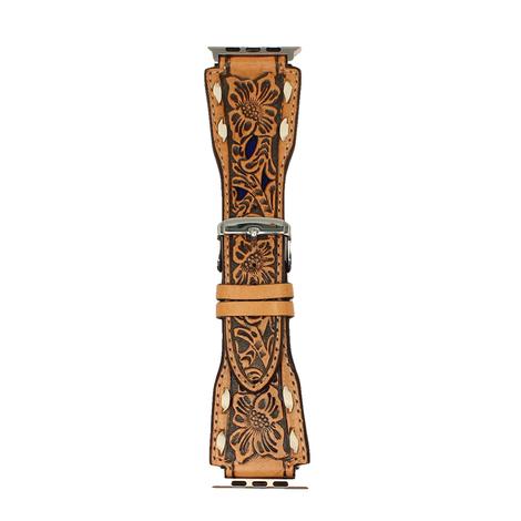 Nocona Tan Leather Tooled Apple Watch Band
