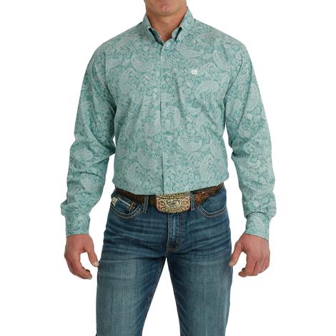 Cinch Turquoise Paisley Long Sleeve Buttondown Men's Shirt