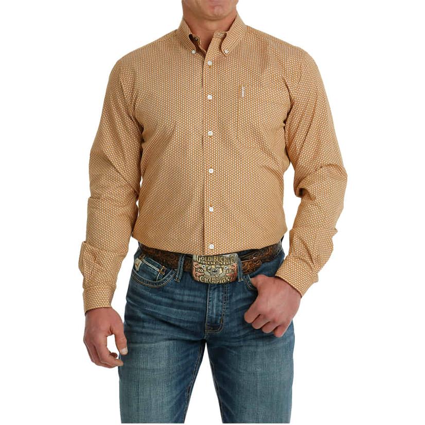  Cinch Modern Fit Brown Printed Long Sleeve Button- Down Men's Shirt