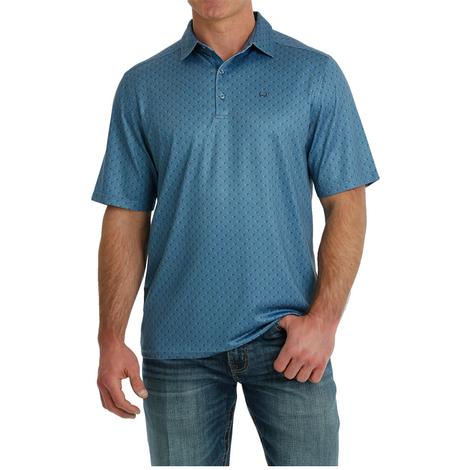 Cinch ARENAFLEX Blue Print Short Sleeve Polo Men's Shirt