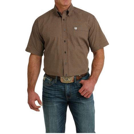 Cinch Printed Brown Men's Short Sleeve Shirt