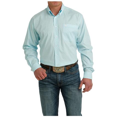 Cinch Printed Blue Men's Long Sleeve Button-Down Shirt