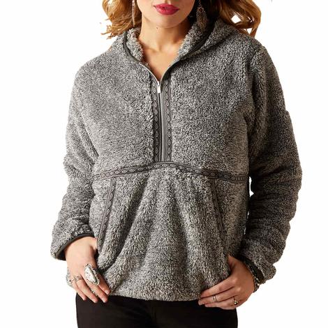Ariat Grey Lurex Berber Quarter Zip Women's Pullover