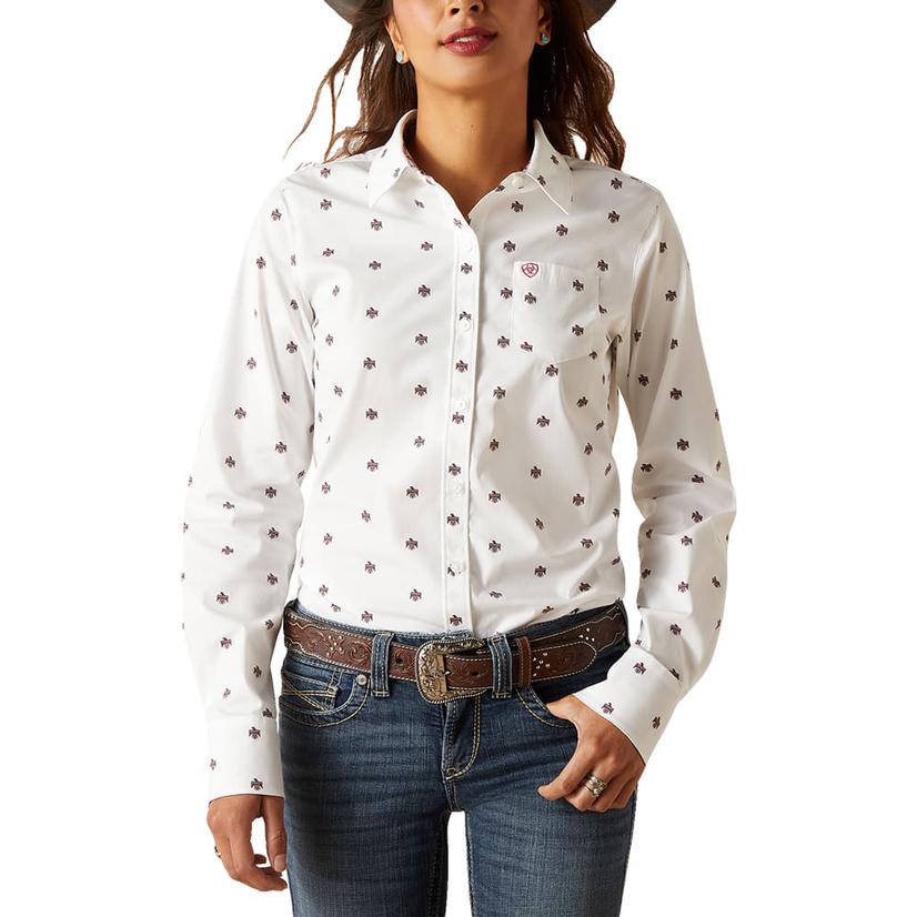  Ariat Kirby White Thunderbird Button- Down Long Sleeve Women's Shirt