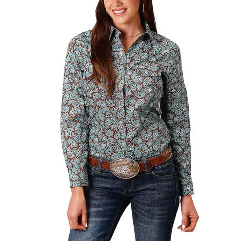 Roper Amarillo Turquoise Trail Paisley Long Sleeve Snap Women's Shirt