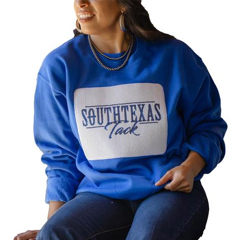 South Texas Tack Royal Blue Sequin Patch Women's Sweater