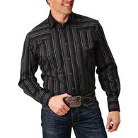 Roper Black Striped Long Sleeve Snap Men's Shirt
