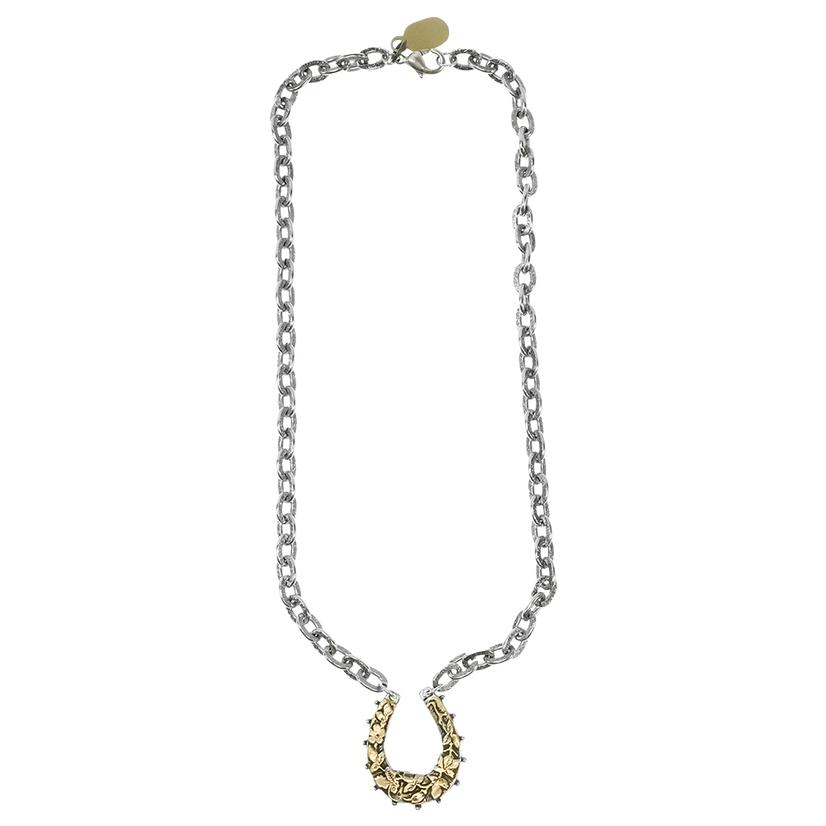  Erin Knight Designs Vintage Reproduction Silver Plated Chain With Horseshoe Pendant Necklace