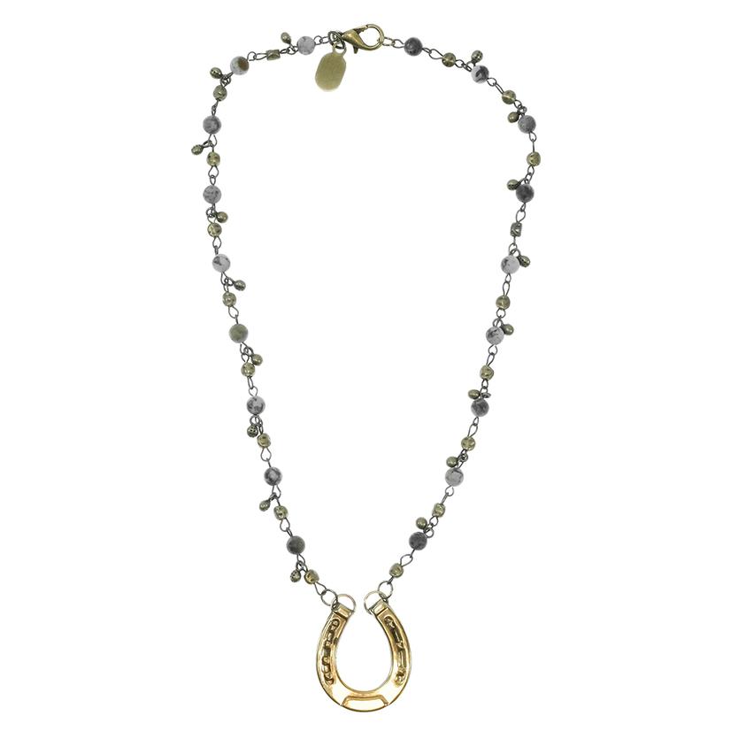  Erin Knight Designs Vintage Rosary Chain With Gold Horseshoe Pendant