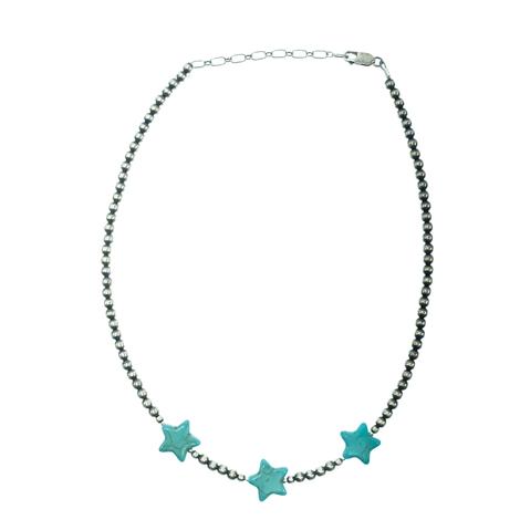South Texas Tack Turquoise Star and Oxidized Bead Necklace
