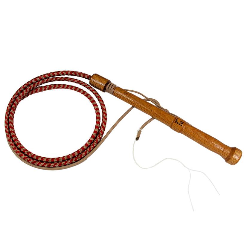  Double C Customs 6 ' Red Tan Bull Whip With Oak Handle