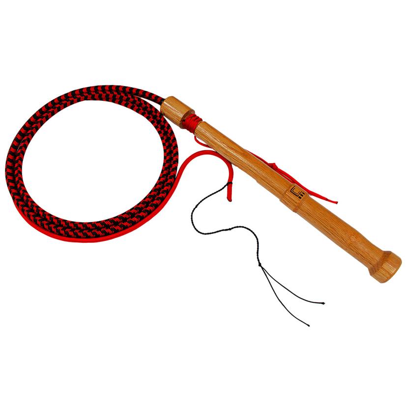  Double C Customs 8 ' Black Red Bull Whip With Oak Handle