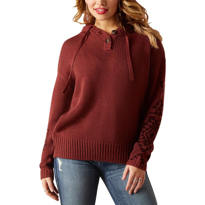  Ariat Layla Oxblood Women's Henley Sweater