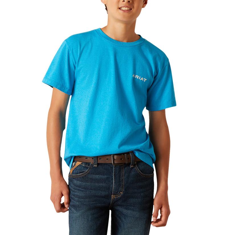  Ariat Western Wire Turquoise Boy's Tee