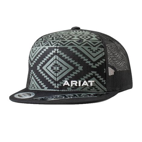 Ariat Black Aztec Pattern Flat Bill Youth Cap
