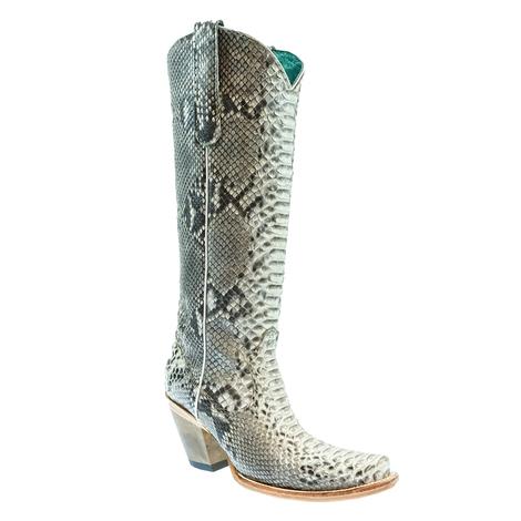 Corral Natural Python Glitter Finish Snip Toe Women's Boots