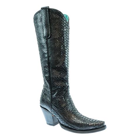 Corral Black Python Tall Full Exotic Women's Boots