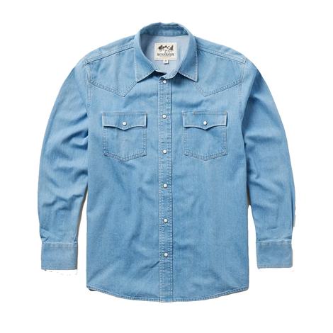 Schaeffer Outfitters Classic Western Light Denim Long Sleeve Snap Men's Shirt