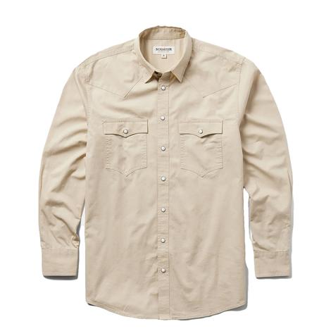 Schaeffer Outfitters Slub Twill Long Sleeve Snap Men's Shirt In Khaki 