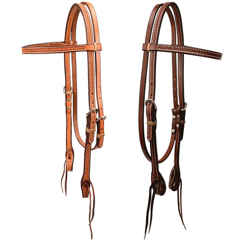  Stt Browband Headstall With Basketweave Tooled Leather