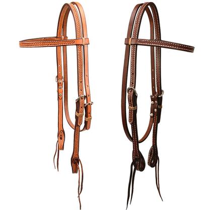 STT Browband Headstall with Basketweave Tooled Leather