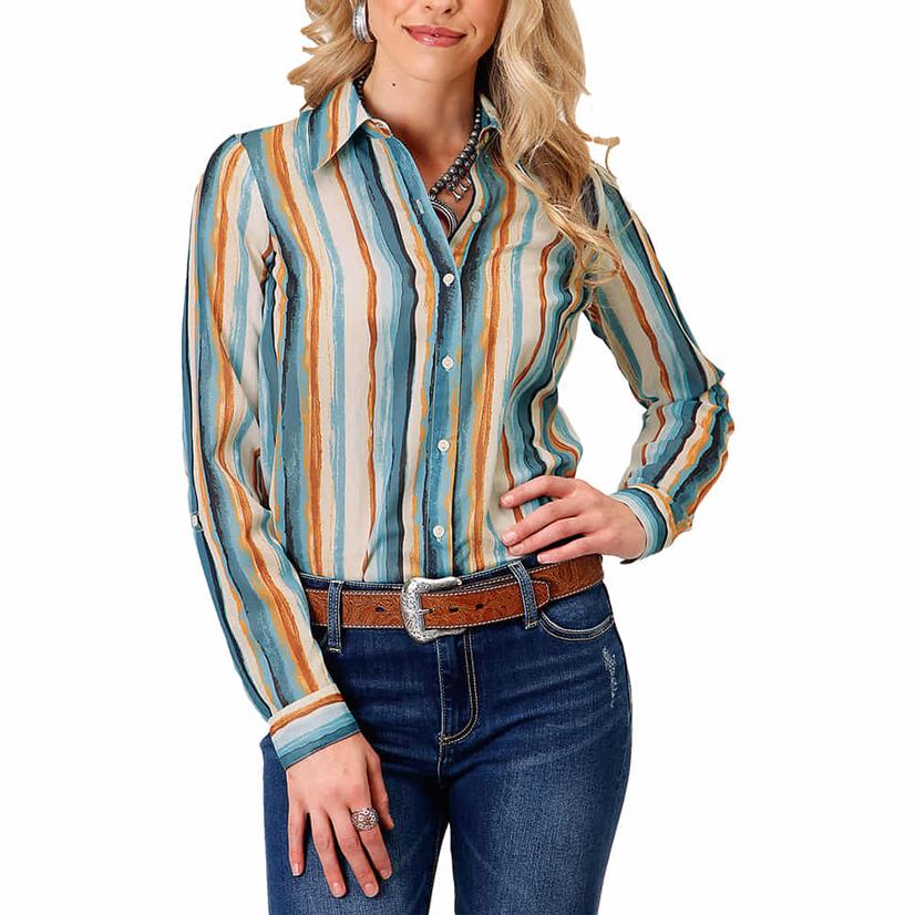  Roper West Collection Striped Long Sleeve Button- Down Women's Shirt
