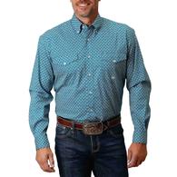 Roper Amarillo Blue Stretch Poplin Long Sleeve Button-Down Men's Shirt