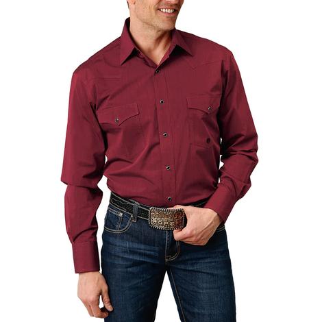 Roper Amarillo Ruby Falls Red Long Sleeve Snap Men's Shirt - Tall Fit