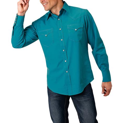 Roper Blue West Made Long Sleeve Snap Men's Shirt