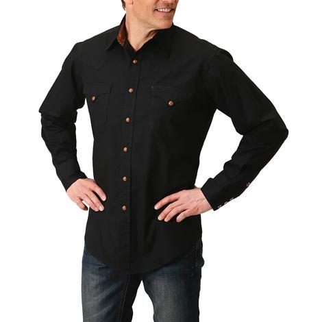 Roper West Made Black Long Sleeve Snap Men's Shirt