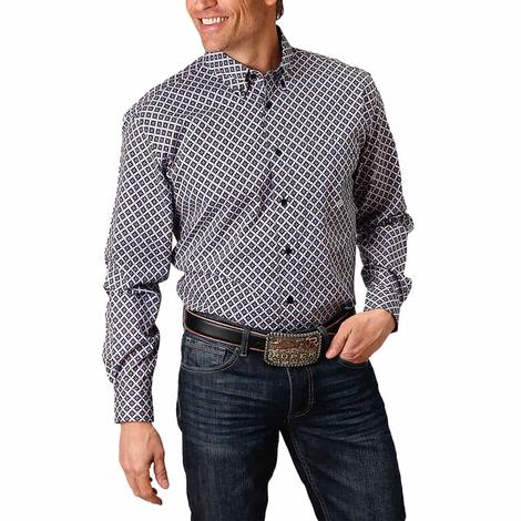 Roper Amarillo Plum Ridge Purple Long Sleeve Button-down Men's Shirt