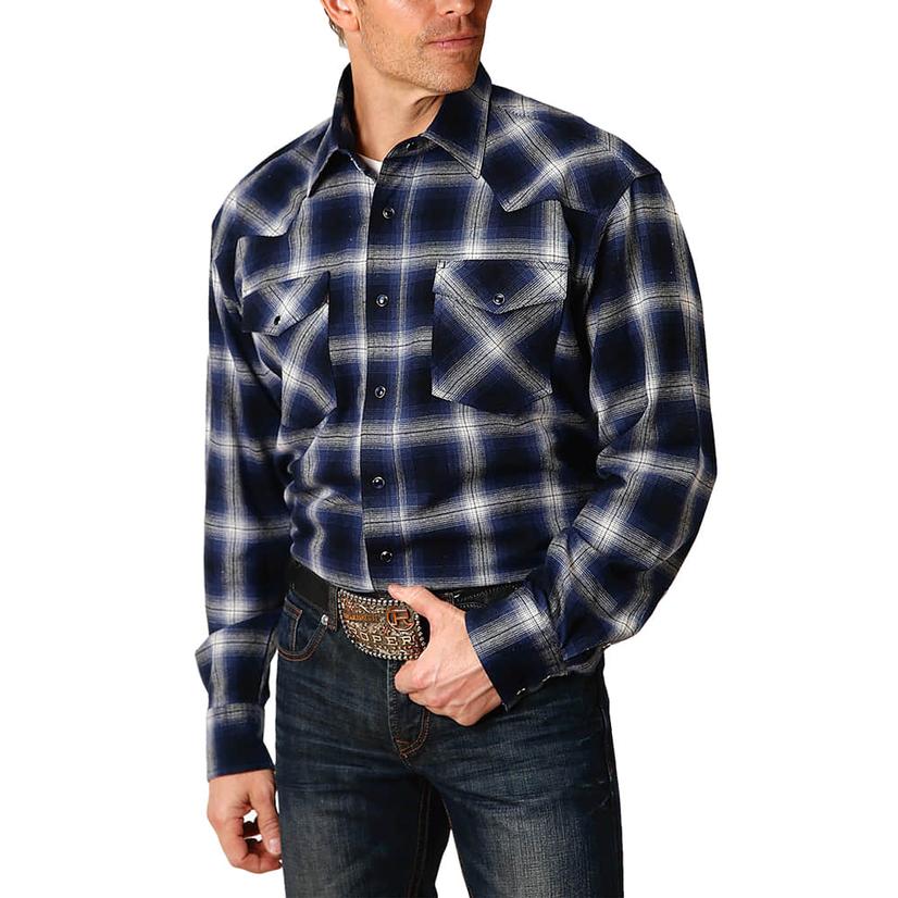  Roper Plaid Snap Front Long Sleeve Flannel Men's Shirt