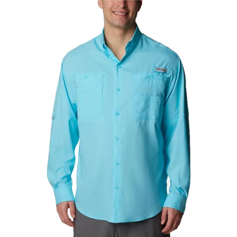  Columbia Tamiami Ii Long Sleeve Opal Blue Men's Shirt