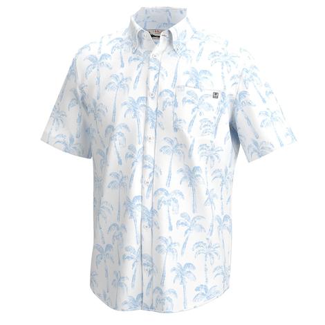 Huk White Kona Palm Wash Men's Shirt  - XS