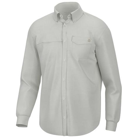 Huk White Tide Point Long Sleeve Men's Shirt - XS