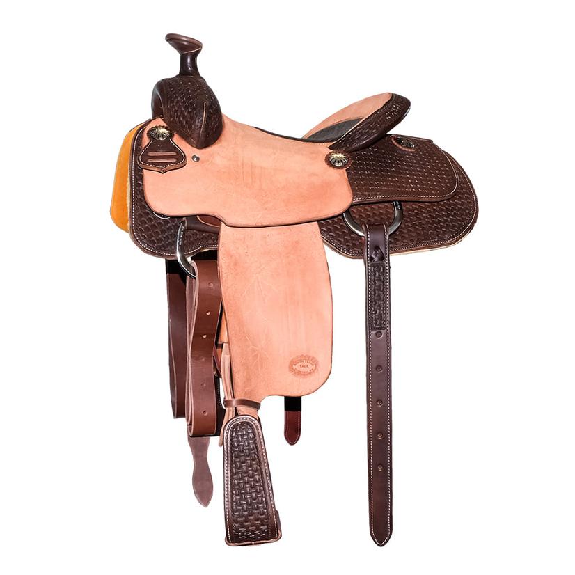  Stt Half Chocolate Axe Tool Half Natural Roughout Chocolate Elephant Seat Team Roping Saddle