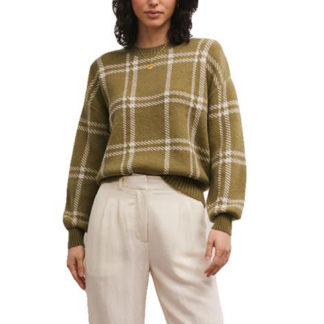 Z Supply Jolene Plaid Ivy Women's Sweater 