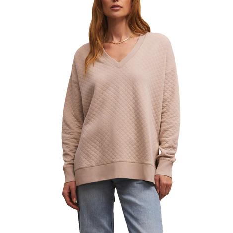 Z Supply Quilted Almond Modern Weekender Women's Sweater 