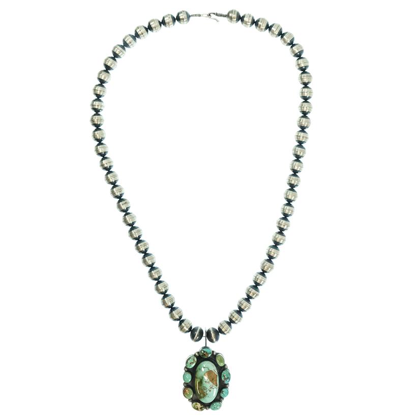  South Texas Tack Royston Turquoise Pendant Oxidized Bead Necklace