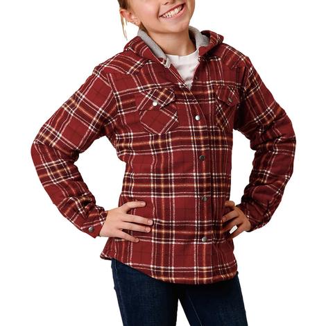 Roper Red Plaid Flannel Hooded Girl's Jacket