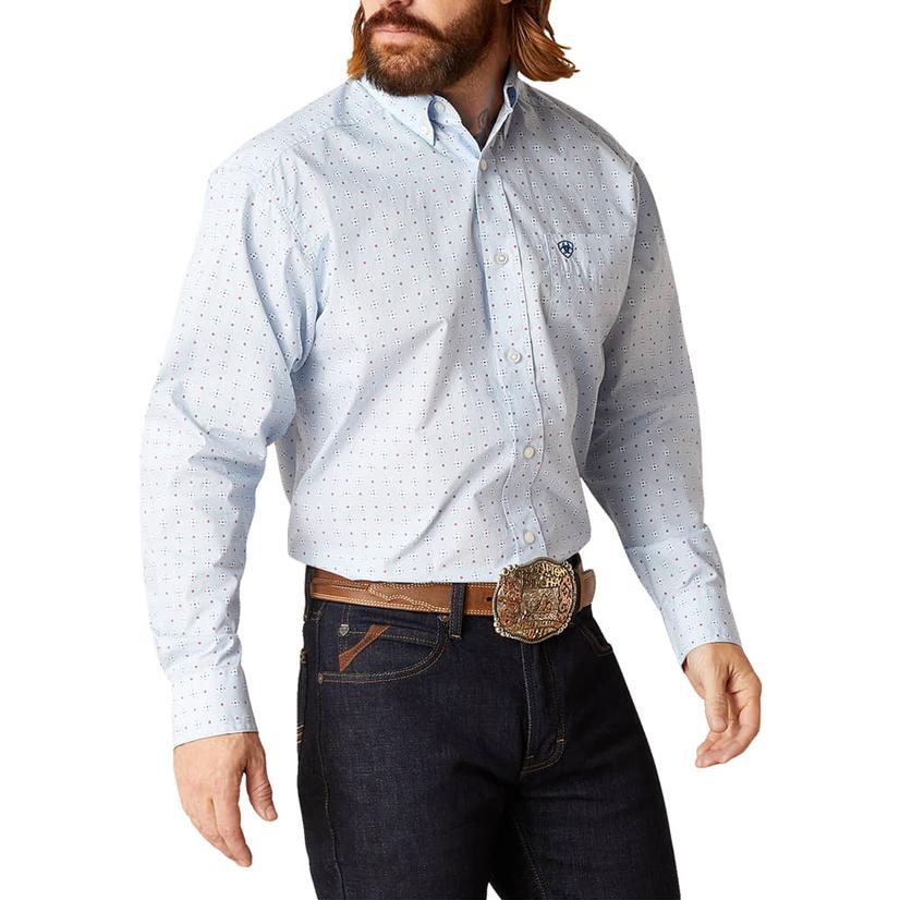  Ariat Casual Series Blue Penley Long Sleeve Button- Down Men's Shirt