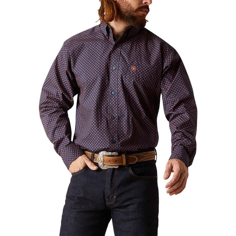  Ariat Casual Series Palmer Blue Long Sleeve Button- Down Men's Shirt